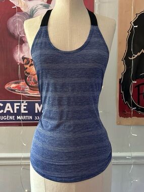 Nike Dri-Fit size S striped blue heathered halter neck athletic tank top